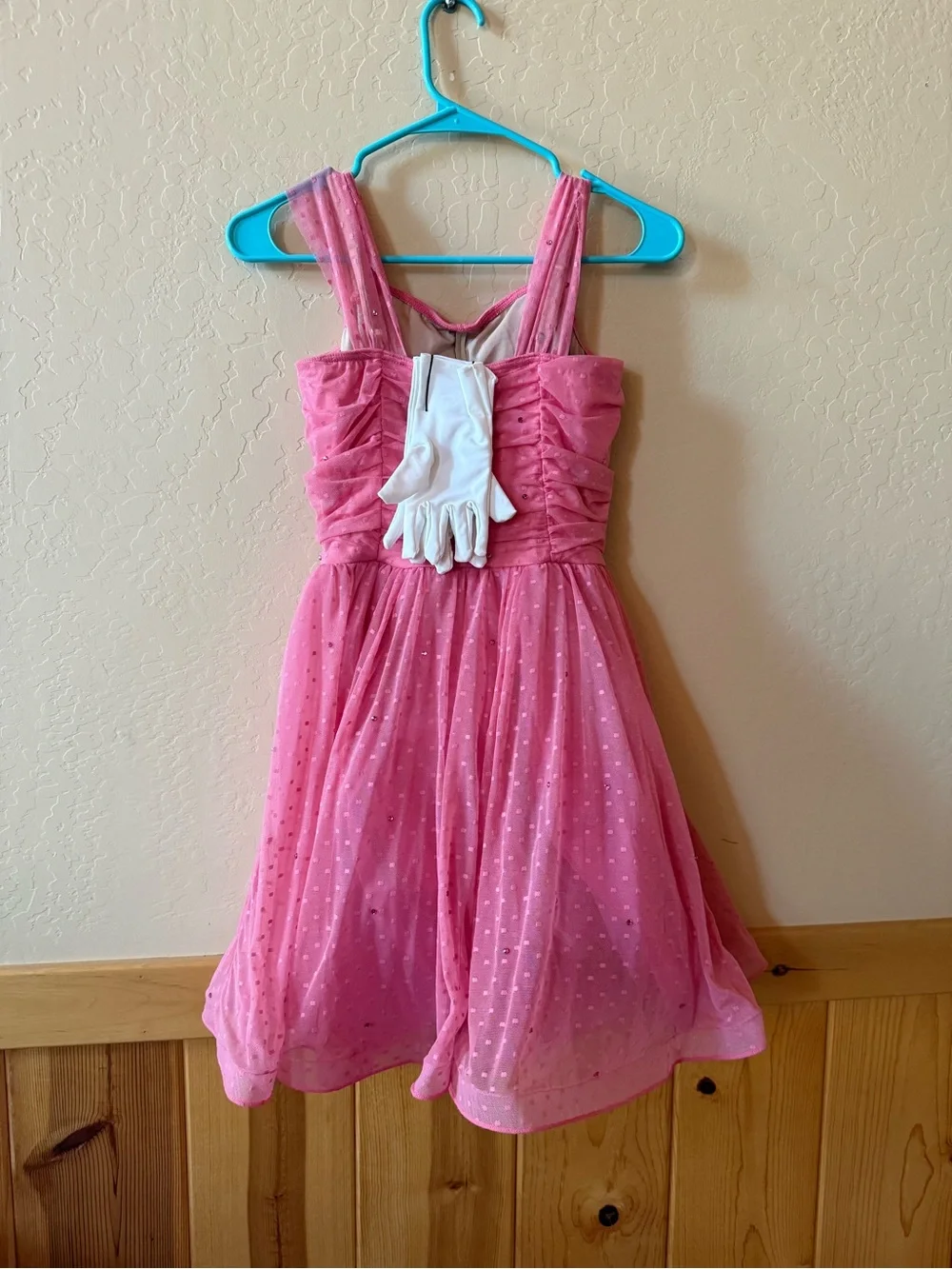 Weissman Pink Rhinestone Lyrical Dance  Costume w/ White Gloves Child Large LC